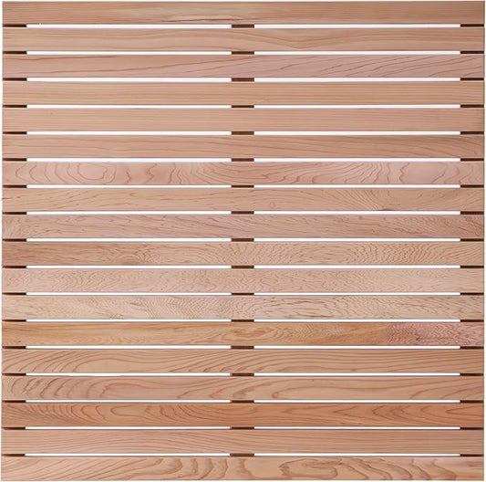 bingaai Cedar Wood Shower Mat 36" × 36" Square, Cedar Wooden Bath Mats, Wood Bath Mat for Inside or Outside Shower, Cedar Sauna Floor Mat Large,Non-Slip Shower Platform