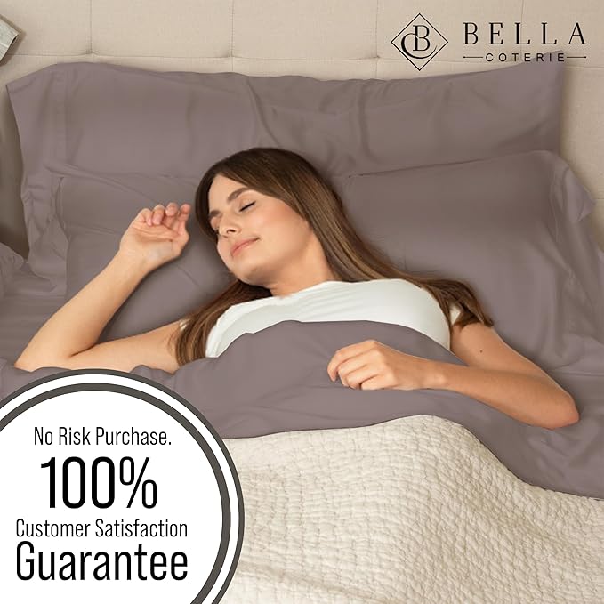 Bella Coterie | Luxury Bamboo Viscose Standard Size Pillowcase Set | 100% Organically Grown | Ultra Soft | Cooling | 2 Pcs [Mocha]