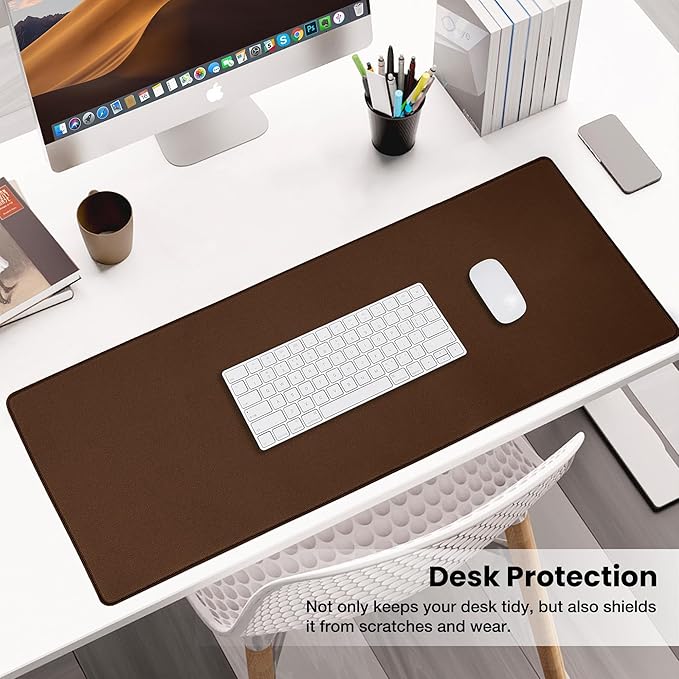 ALOANES Waterproof Mouse Pad with Durable Stitched Edge, XXXL Gaming Keyboard Pad, Non-Slip Rubber Base Mouse Mat, Extended Desk pad for Gamer, Office & Home, Brown Mousepad 35.4"x 15.7"x 0.12"