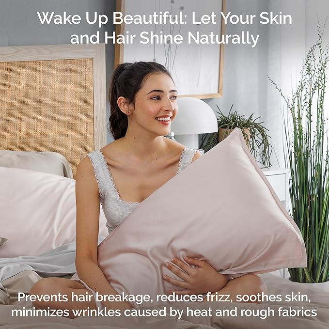 Pillow Cases King Size Set of 2 Pillowcases 100% Viscose from Bamboo Cooling Pillowcases, Soft & Breathable Pillow Case with Envelope Closure, Pink Pillow Cases (Blush)