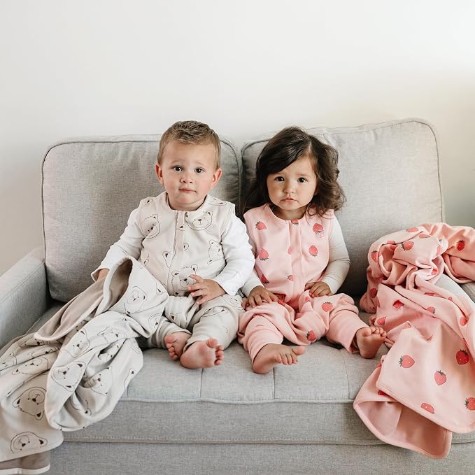 Woolino Toddler Blanket - Merino Wool and Organic Cotton Baby Blanket for Girls and Boys - 4 Season - 52.5” x 40” - Teddy Bear