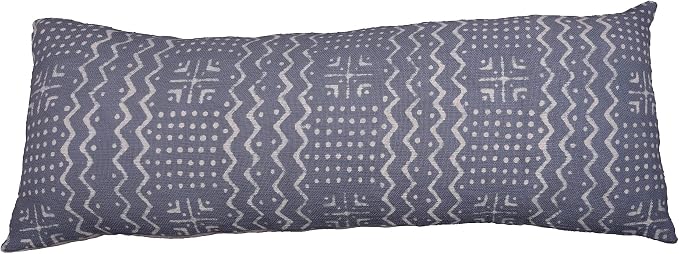 Trade Star Modern Rustic Oblong Lumbar Breathable Pillow Covers 100% Cotton Mudcloth Pillow Cover Back Rest Pillow Cases Boho Farmhouse Case Spring (Dark Grey ALMA 14X36 INCHES)