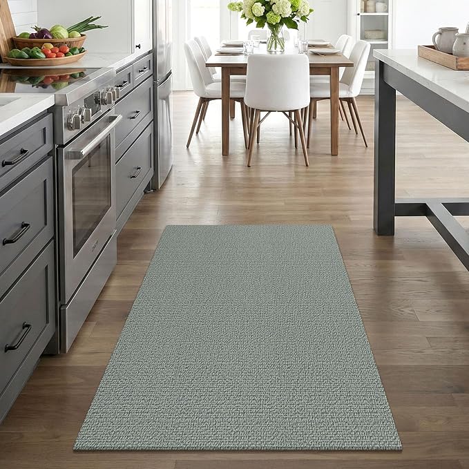 EARTHALL Washable Area Rug 3x4 Ft Non Slip Rugs for Entryway Braided Rubber Backed Throw Rugs Door Mat Indoor Outdoor Entrance Cotton Woven Rug for Kitchen Foyer Front Door Living Room, Green/Grey