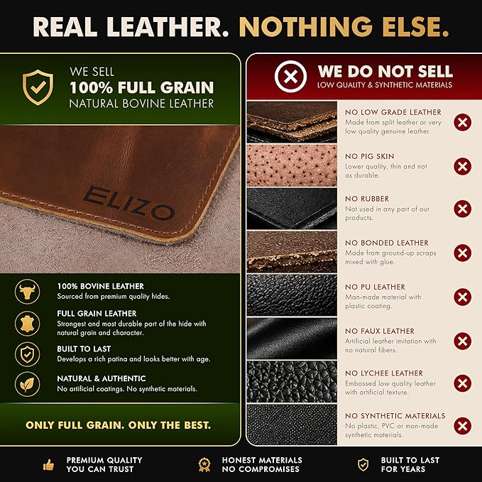ELIZO Leather Desk Pad Real Leather Desk Mat Thick (3mm) Double Layer (32x16) Cover Blotter Desk Protector Large Computer Mat for Keyboard Mouse Pad Table Laptop Mat Office Accessories - Antique