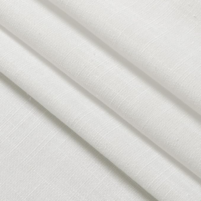 Nanspring Off White Semi Sheer Linen Curtains 72 inch Length for Living Room Back Tab Rod Pocket Modern Farmhouse Coastal Decor Off White Cotton Textured Gauze Curtains for Dining Room Office 52x72