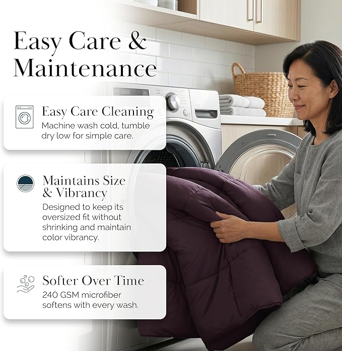 Southshore Fine Living, Inc. Comforter, Twin/XL Bedspread, Down-Alternative Purple Comforter for Twin Bed, Soft, Fluffy Comforters, Machine Washable, Pet Hair Resistant Bedding, Purple Comforters