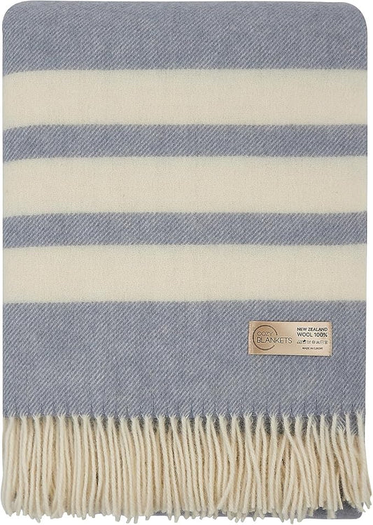 | Wool Blanket/Throw | 100% New Zealand Wool | Perfect for Home and Outdoors | Virgin Wool Blanket with Fringes 55"x79" (140 x 200 cm)