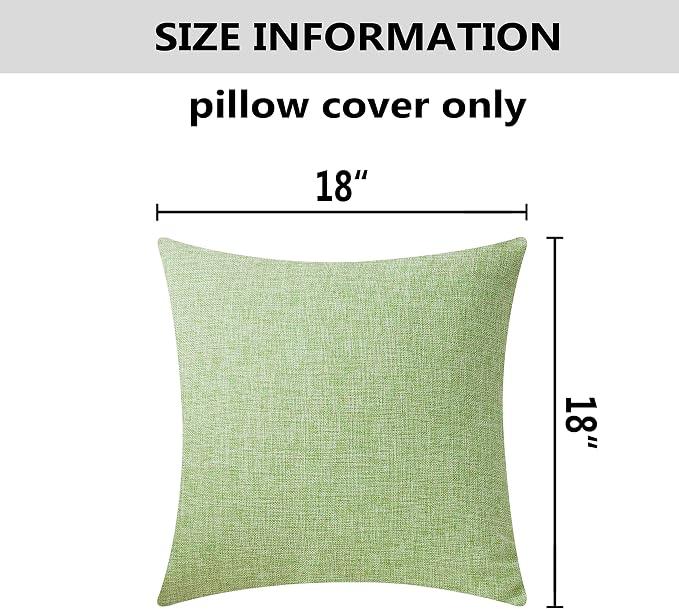 Home Brilliant Green Throw Pillow Covers 18x18 Linen Decorative Pillow Covers Sage Green Sofa Cushion Covers for Couch Bed Decor, 18 x 18 inch, Set of 2, Grass Green