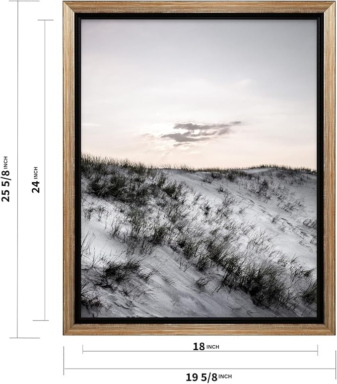 Monem Art Snowy Sand Dunes Landscape Print - Minimalist Winter Nature Poster - Wall Decor for Living Room, Bedroom or Office - 18x24 Silver Framed CANVAS Wall Art by Mareike Bohmer
