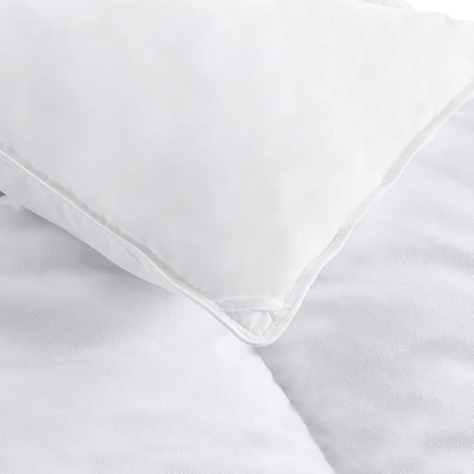Amazon Basics White Down Alternative Comforter and Duvet Insert with Corner Tabs, Machine Washable, Full/Queen, Light