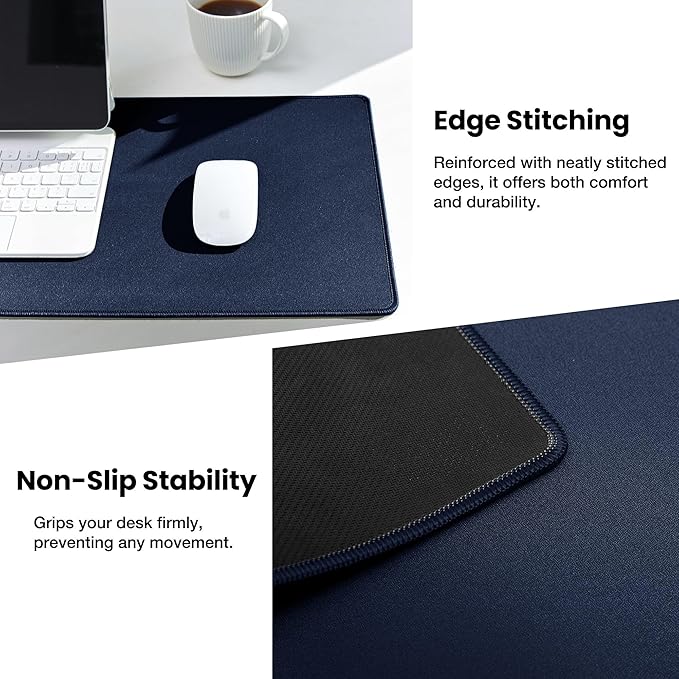 ALOANES Waterproof Mouse Pad with Durable Stitched Edge, Large Gaming Keyboard Pad, Non-Slip Rubber Base Mouse Mat, Desk pad for Gamer, Office & Home, Dark Blue Mousepad 27.6"x11.8"x0.12"