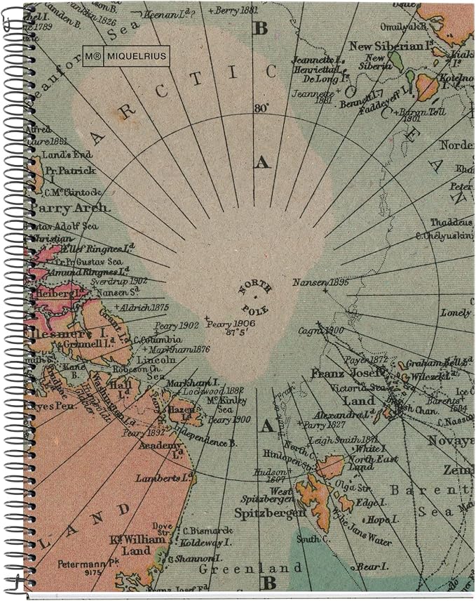 Miquelrius - 100% Recycled Notebook - 1 Colour Strip, A4, 80 Sheets Squared 5 mm, Paper 80 g, 4 Drills, Recycled Cardboard Cover, Ecomaps Design