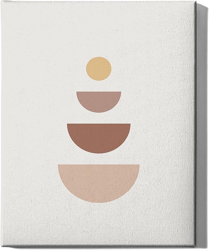 Y2K BOO Minimalist Geometric Wrapped Canvas Wall Art Stacked Semi-Circle Earth Tones Terracotta 16x20 Inch Gallery Stretched Modern Home Wall Art