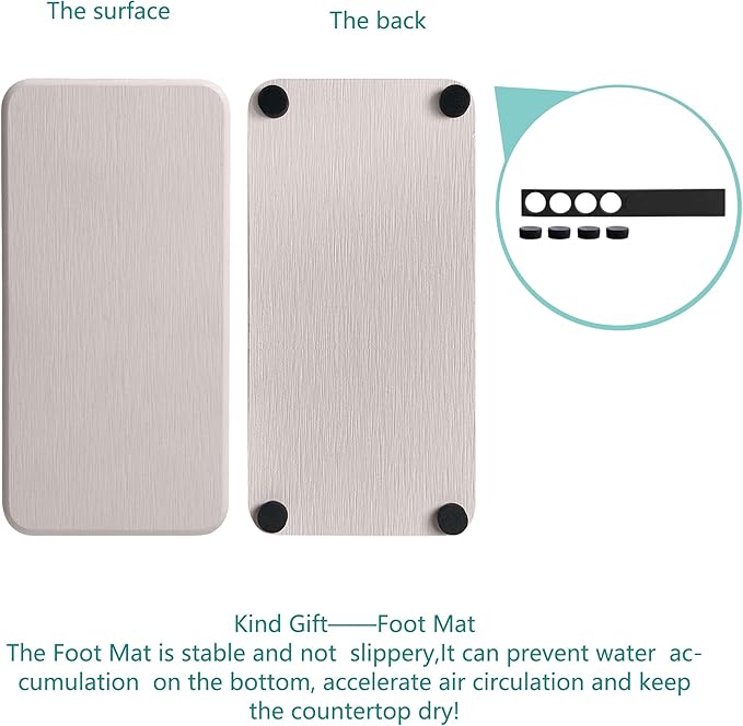 NiuYichee 2 Pcs Water Absorbing Stone Trays, Kitchen/Bathroom Sink Soap Dish, Diatomite Tray Used for Hand Soap & Cosmetic Bottles in The Modern Home, 3.5" W x 7.1" L, White