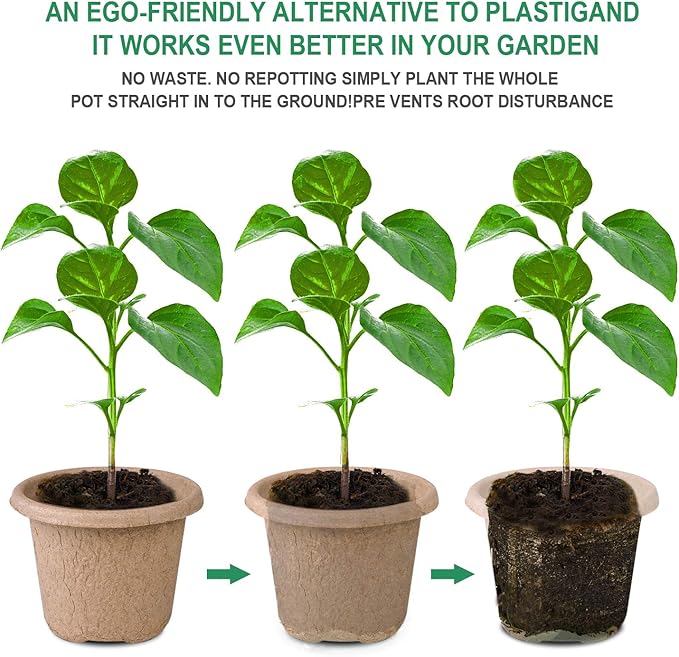 30 Pcs Peat Pots for Seedlings, 4.33 inch Biodegradable Seed Nursery Pot with Drainage Holes, Seedling Pots Include 20 Labels