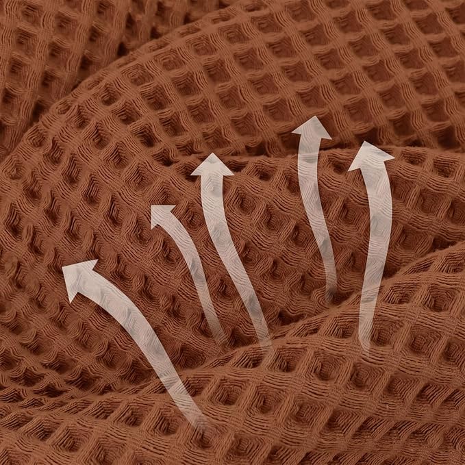 Jacquotha Waffle Bath Towels Set of 2 (Rust) - Low Lint, Lightweight & Quick Dry Cotton Towels, Fall Bathroom Decor, Large 31” x 62”