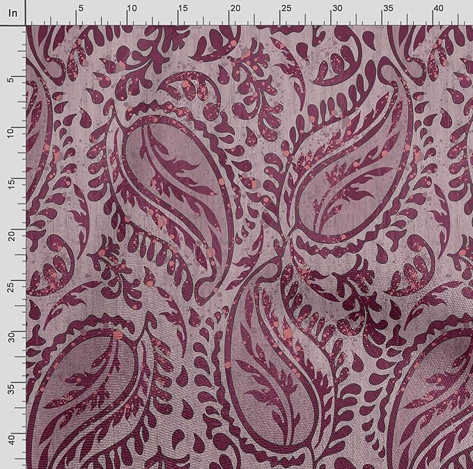 Soimoi Asian Paisley Print - Pink, Pure Silk Fabric - 42 Inch Wide, 1 Yard, Lightweight Material, Perfect for Elegant Dresses, Sarees, Scarves, Evening Wear