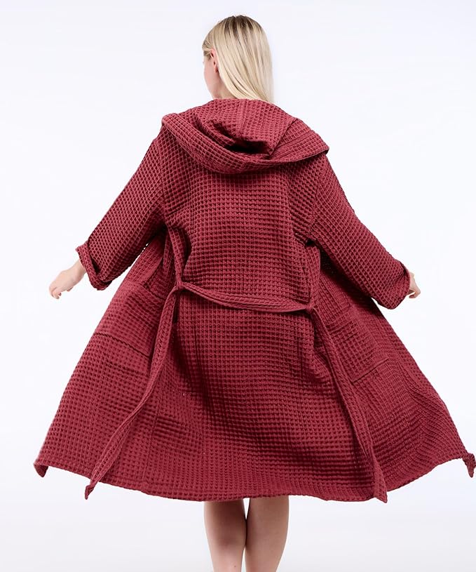 100% Turkish Cotton Waffle Bathrobe for Women