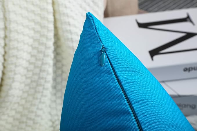 TangDepot Handmade Decorative Solid 100% Cotton Canvas Throw Pillow Covers/Pillow Shams, (26" x26" , Pacific Blue, 1 Count (Pack of 1)) | 100% cotton, same-color zip, machine wash & air dry. For living room, bedroom, office, car. 42 colors, 411 sizes. ...
