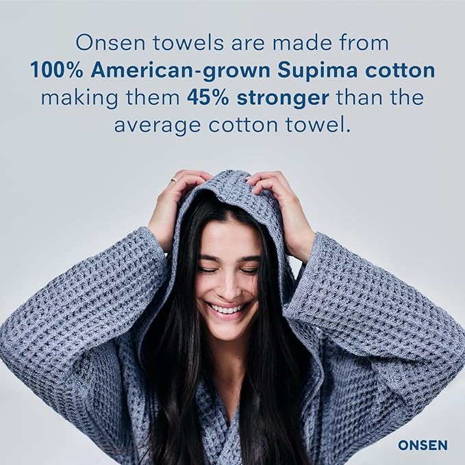 ONSEN Supima® Waffle Bath Sheet, Large, Quick Dry Lint Free 100% USA Cotton, Oversize Lightweight Absorbent Bath Sheet, 38x67 in (Cinder Grey, 1x Bath Sheet)
