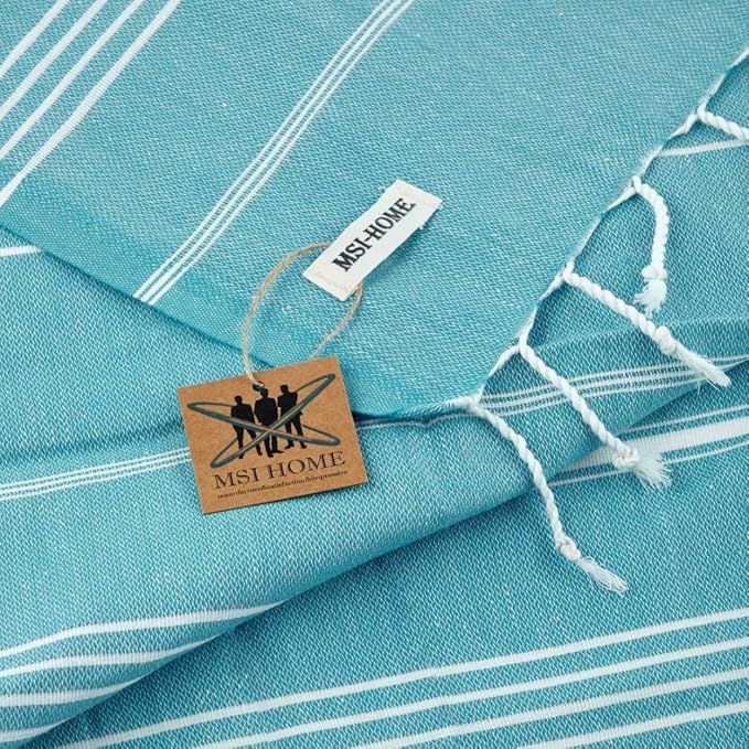 100% Organic Turkish Cotton Beach and Bath Towel, Peshtemal Towel Blanket, Quick Dry Sand Free, Oversized Light Compact, Diamond Weave, Prewashed, 71 x 39 Inches (Turquoise)