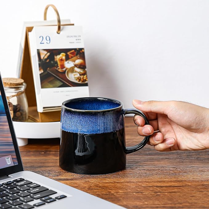 Large Ceramic Coffee Mugs, 20 oz Handmade Pottery Mug, Big Tea Cups with Handle for Office and Home, Dishwasher and Microwave Safe (Sky Blue)