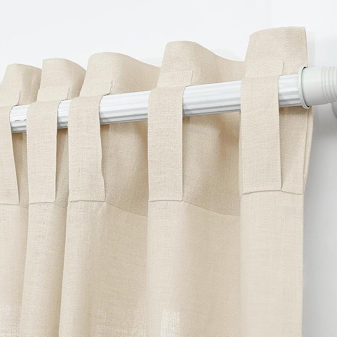 D'Moksha Homes Cream Hemp Curtain 84 Inches Long - 52 x 84 Inch 1 Panel Light Filtering Rod Pocket Curtain with Back Tab Hang - 100% Pure Hemp Linen Window Treatment for Living Room, Bedroom