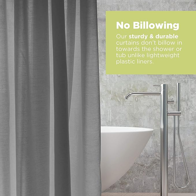 Organic Cotton Shower Curtain Liner - Breathable Standard Stall Size Shower Curtain - A Stylish Quality Bathroom Drape for Master Bath Tubs, Guest Bathrooms and Dorms - Made in USA - 36"x74", Gray