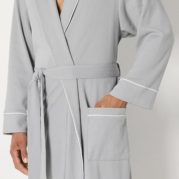 Amazon Essentials Men's Lightweight Cotton Waffle Bathrobe (Available in Big & Tall)