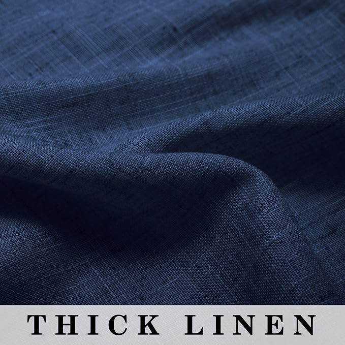 Pitalk Navy Blue Curtains 94 inch Length for Bedroom Grommet Modern Nautical Farmhouse Decor Slub Linen Textured Dark Blue Semi Sheer Window Curtains 2 Panels Set for Dining Room Office Indigo Blue
