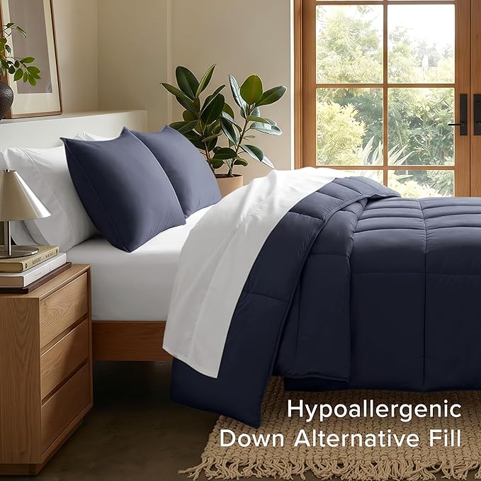Bare Home Comforter Set - Twin/Twin Extra Long Size - Ultra-Soft - Goose Down Alternative - Premium 1800 Series - All Season Warmth (Twin/Twin XL, Midnight)