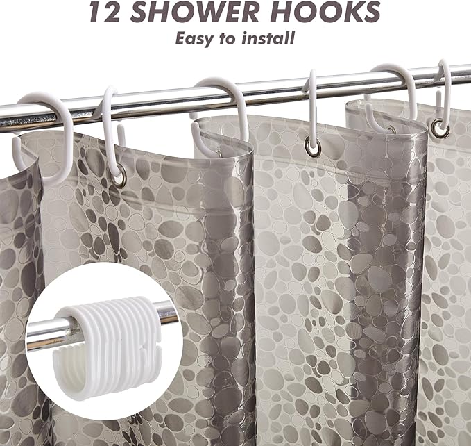 Waterproof Shower Curtain Liner EVA 8G - Rust-Proof Hooks, Heavy-Duty Magnets - Enhance Your Bathroom with Durability and Elegance