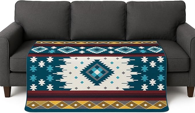 Alpaca Blanket Throw 78x47 in | Ultra Soft, Non-Itchy & Breathable | Premium Alpaca Wool Blanket | Warm, Hypoallergenic Natural Fiber | Handmade Luxury Throw for Sofa, Bed or Travel (Turquoise)
