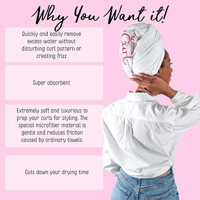 Microfiber Hair Towel Large | 20 x 37 Inches | Anti-Frizz Microfiber Towel for Curly Hair | Super Soft Absorbent Hair Wrap Turban | Fast Drying Gentle Alternative to Cotton