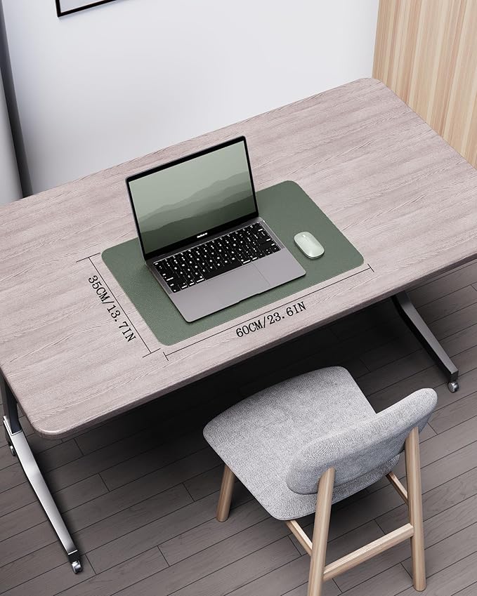 YSAGi Double-Sided Desk Pad, 23.6"x13.7"Leather Desk Mat, Eco Cork Desk Pad Protector,Large Mouse Pad,Waterproof Desk Blotter for Office/Home(Jungle Green)