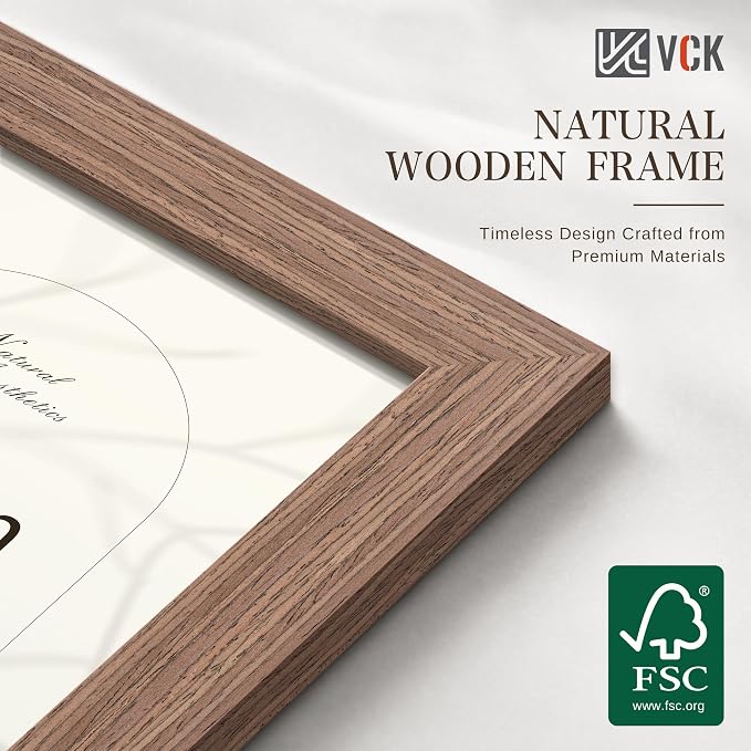 VCK 11x17 Picture Frame 3 Pack - Walnut Solid Wood Poster Frames, Textured Exclusive Wood Wall Gallery Frame