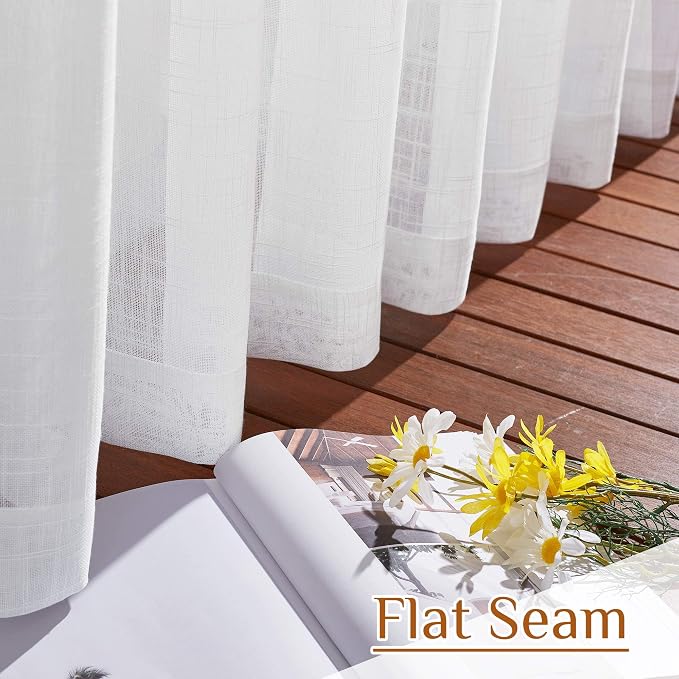 NICETOWN White Semi Sheer Extra Long Curtains 144 inch Long, Rod Pocket & Back Tab Semi Sheer Window Treatment Privacy with Light Filtering for Bedroom/Living Room, W52 x L144, 2 Panels