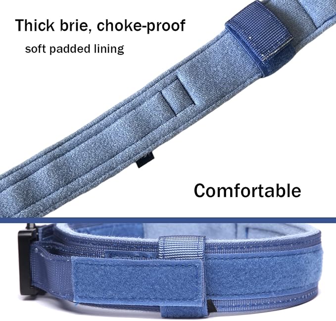 Tactical Dog Collar Adjustable Military Nylon Dog Collar with Control Handle and Heavy Duty Metal Buckle for Medium and Large Dogs (Dark Blue,L)