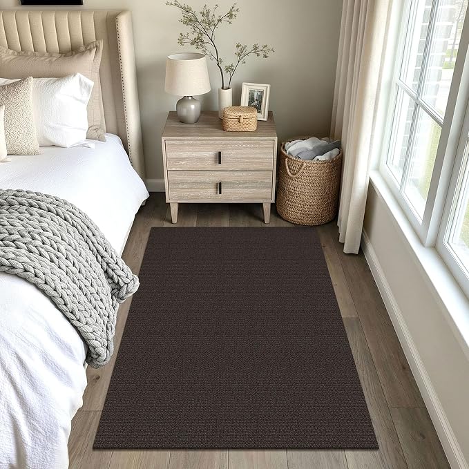 EARTHALL Washable Area Rug 4x5 Ft Non Slip Rugs for Entryway Braided Throw Rugs Bedroom Carpet Cotton Entry Rug Woven Floor Rug for Bedroom Dining Room Living Room, Taupe/Coffee