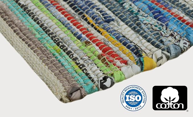 COTTON CRAFT Cotton Chindi Floor Runner Rag Rug - 24 x 96 inches Reversible Handwoven Hallway Runner - Boho Farmhouse Rustic Heavy 7.3 lb Rug for Kitchen, Entryway, Long Narrow Spaces - Multicolor