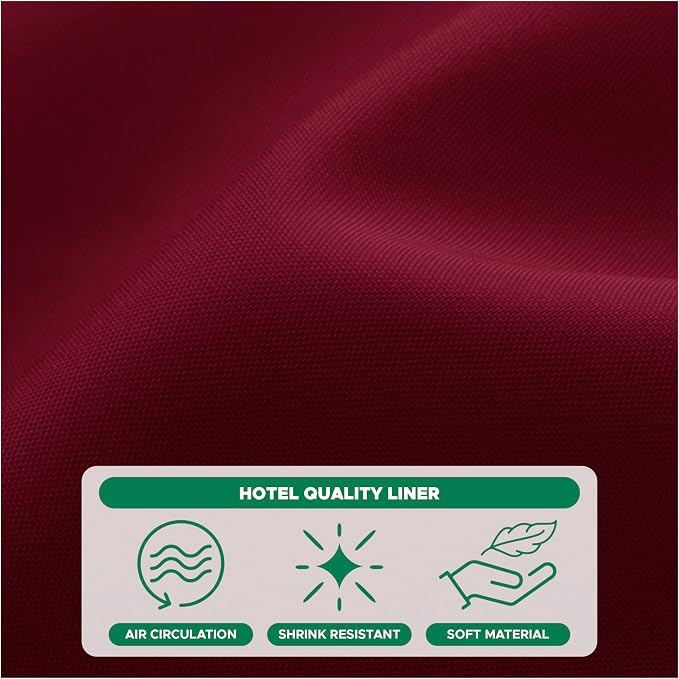 Biscaynebay Quality Fabric Shower Curtain Liners 72 Inch by 72 Inch, Burgundy Water Resistant Bathroom Curtains Rust Resistant Grommets & Weighted Bottom Hem Machine Washable