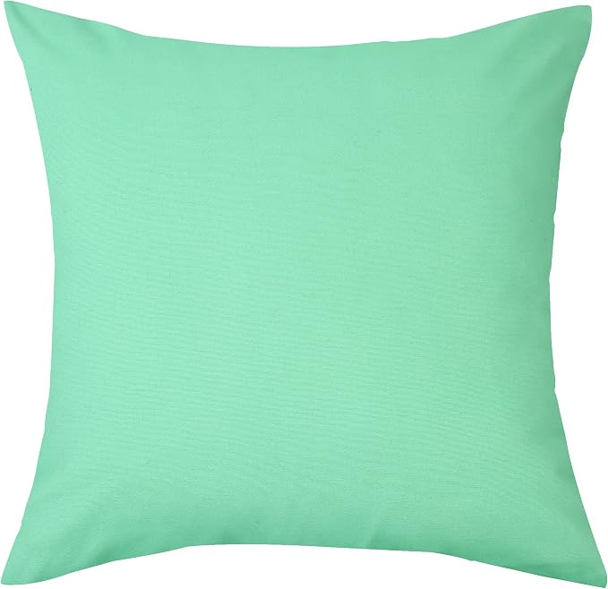 TangDepot 2-Pack Cotton Throw Pillow Covers 20x20 Mint Green | 100% cotton, same-color zip, machine wash & air dry. For living room, bedroom, office, car. 42 colors, 602 sizes. Cover only.