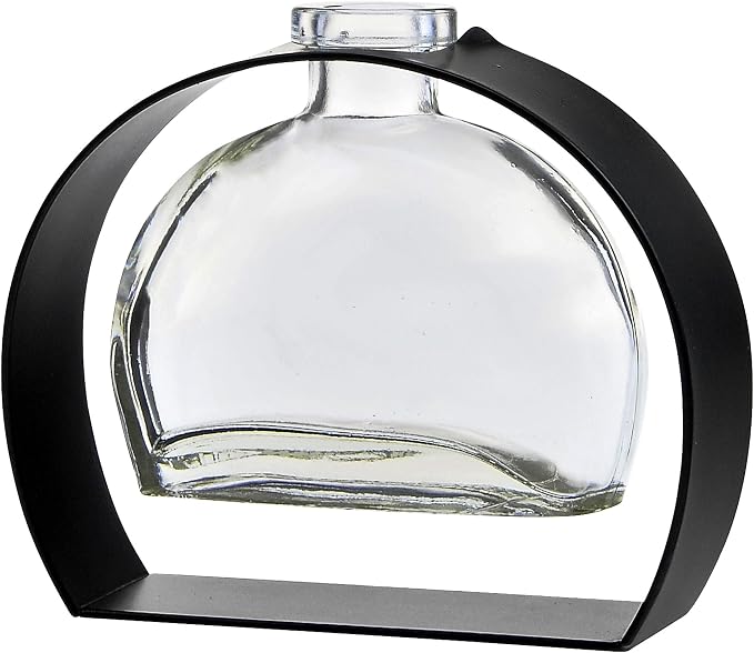 Couronne Company Fiji Recycled Glass Vase & Arched Metal Stand, M246-200-00, 6.0 Ounce Capacity, Clear, 1 Piece