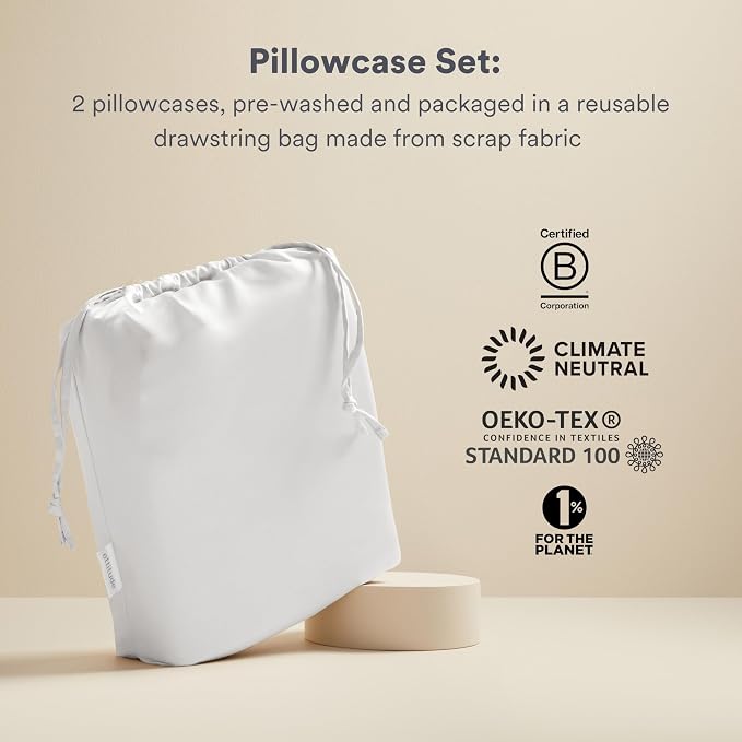 ettitude 100% Lyocell Organic Standard Pillowcase Set of 2, Sage Green | Cooling Sateen Pillowcases with Envelope Closure for Hot Sleepers or Sensitive Skin, Hypoallergenic, Sustainable, OEKO-TEX