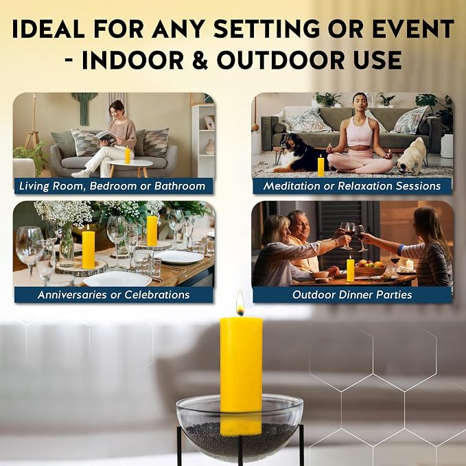 100% Pure Beeswax Candle – Long Lasting Burn – Non-Toxic & Hypoallergenic – Natural Honey Aroma – Handcrafted – Sustainably Sourced – Alternative Imagination – 3x9 Inch – Natural Yellow