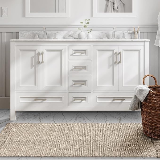 Chardin home Sand & White Reversible Runner Rug, 2x5 feet Machine Washable Cotton Rug, Perfect for hallways, stairwell, Kitchen Bedroom
