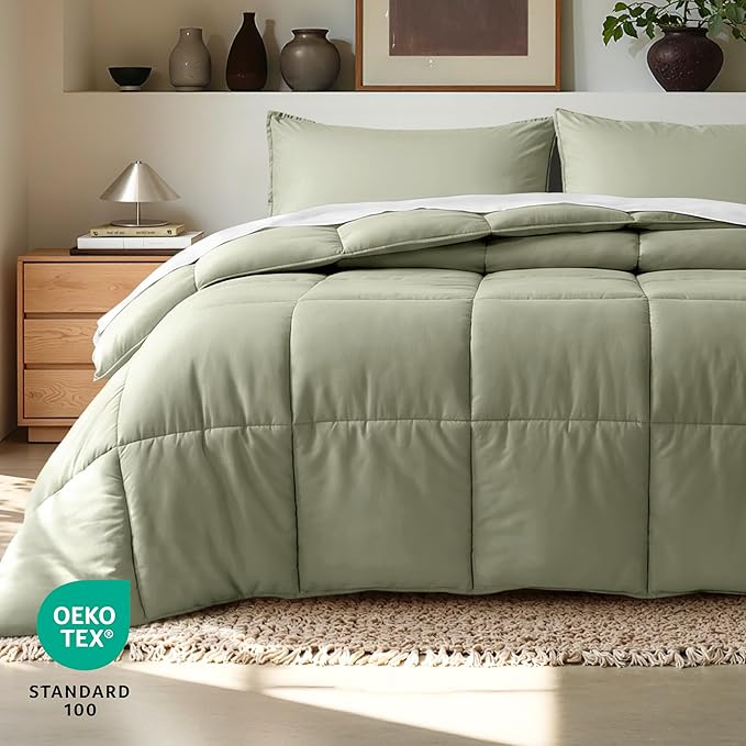 Bare Home Comforter Set - King/California King Size - Ultra-Soft - Goose Down Alternative - Premium 1800 Series - All Season Warmth (King/Cal King, Sage)