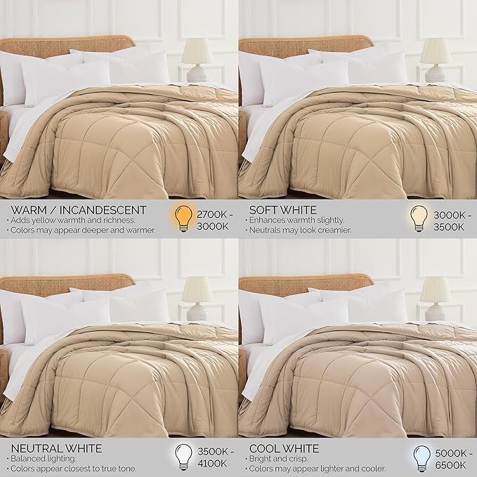Southshore Fine Living, Inc. Beige Comforter, Twin Size Bedding, Cozy, Down Alternative Fluffy Comforter for Dorm Room, Machine Washable Twin XL Comforters, Pet Hair Resistant Bedding, Soft Sand