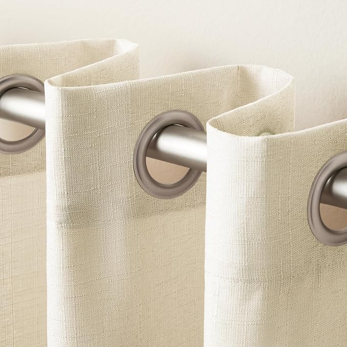Exclusive Home Loha Linen Grommet Top Curtain Panel Pair, 54"x84", Ivory