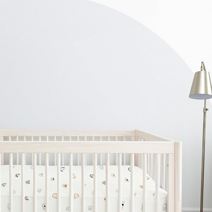 Makemake Organics GOTS Certified Organic Cotton Fitted Crib Sheet Soft Breathable (28"x52", Rainbow)